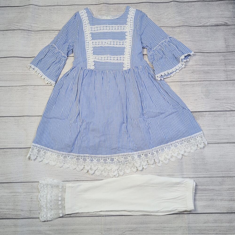 7 Trish Scully Blue Stripe And Lace Outfit